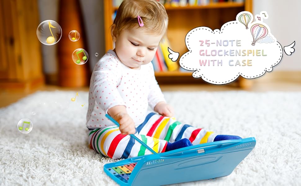 25-Note Glockenspiel Xylophone with Case
