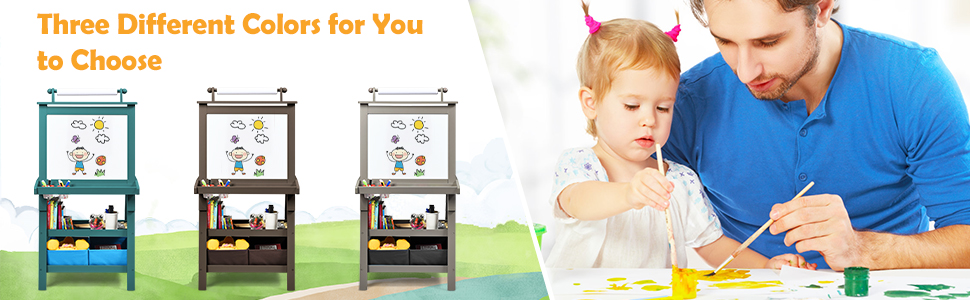 3 in 1 Double-Sided Storage Easel - Costzon