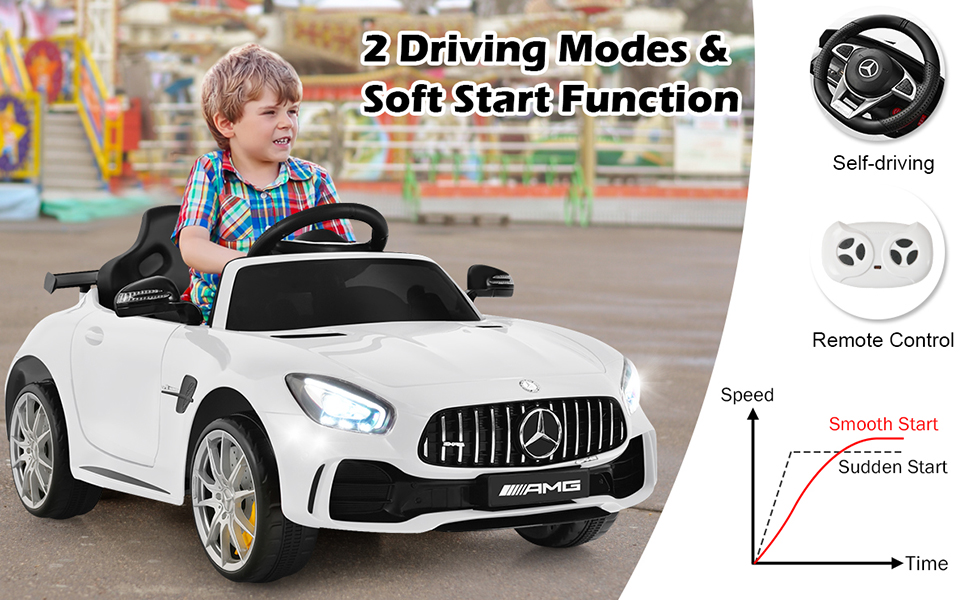 12V ride on car with remote control, soft start function for safety