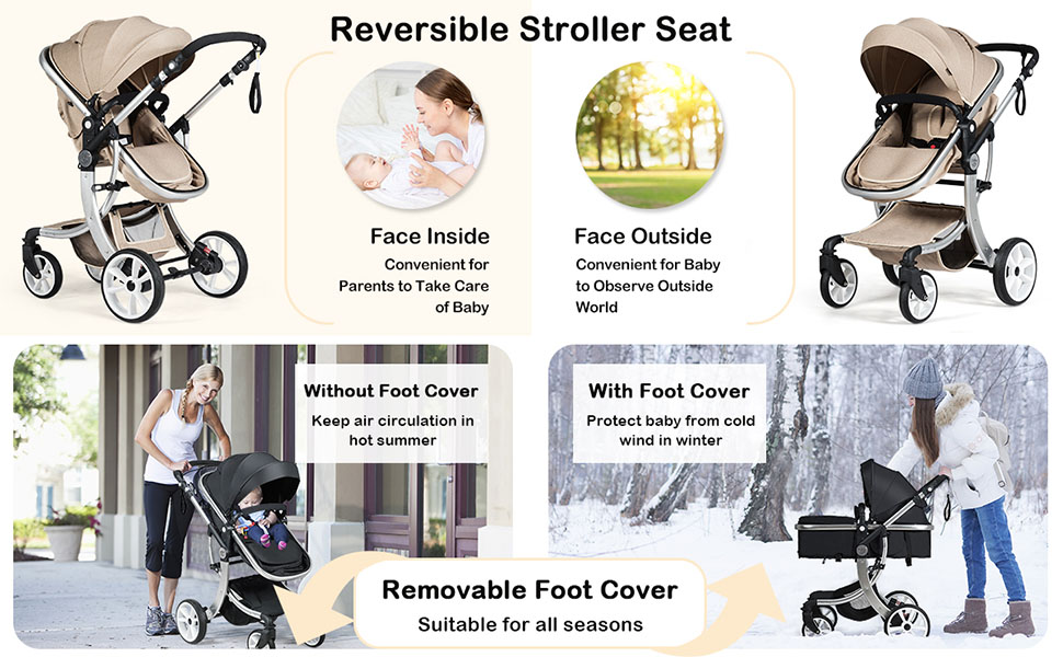 Reversible Bassinet Reclining Stroller