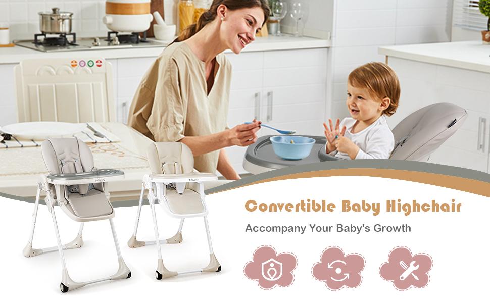 BABY JOY Convertible High Chair for Babies & Toddlers