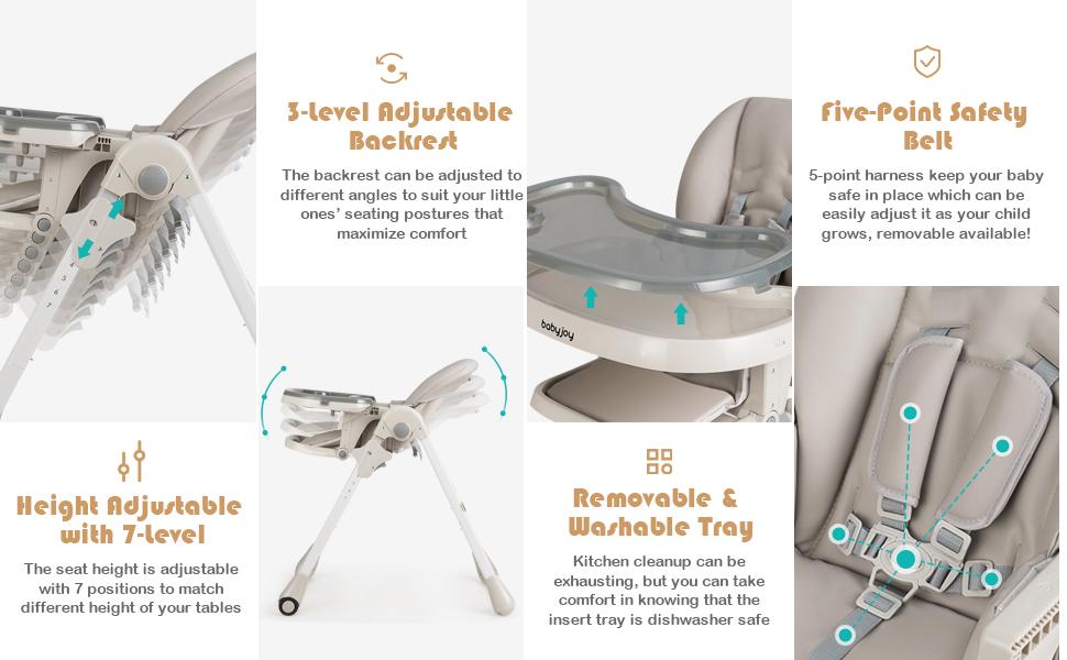 BABY JOY Convertible High Chair for Babies & Toddlers