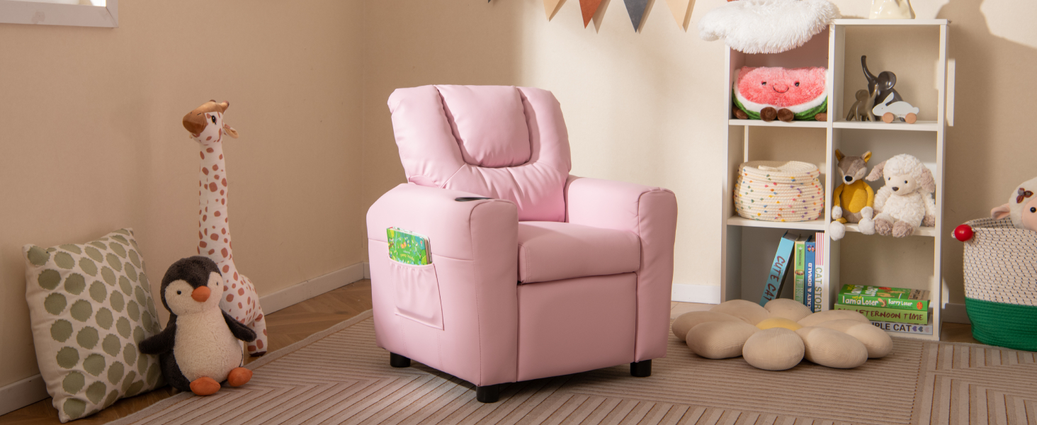 kids recliner pink