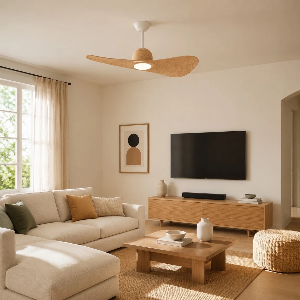 Designer Hat Two-Blade Ceiling Fan Light scene image