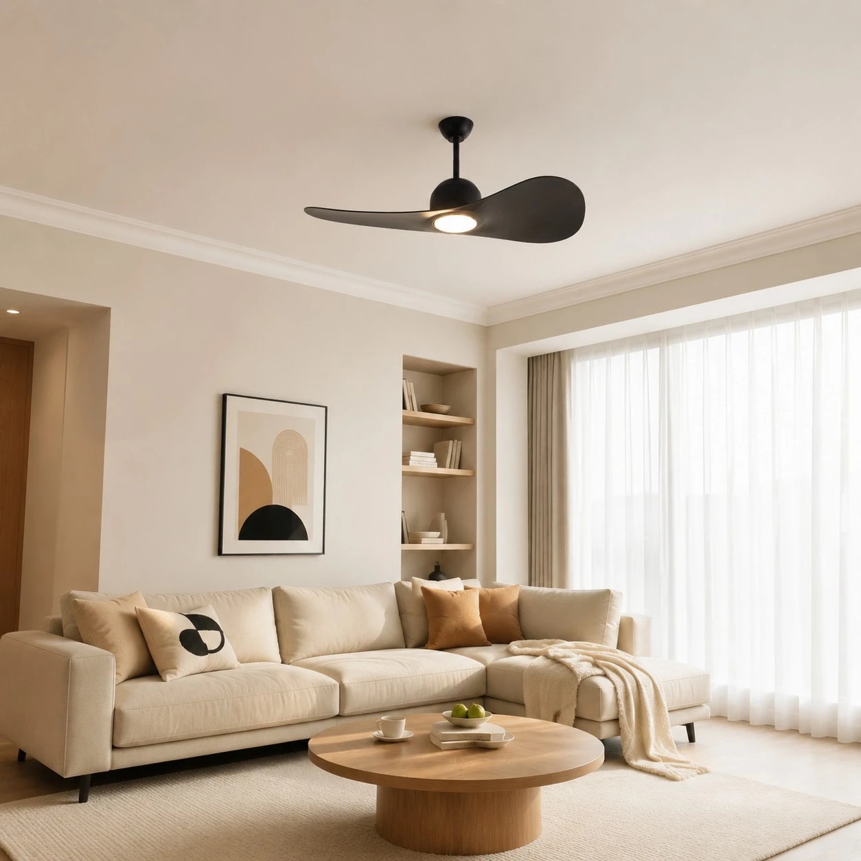 Designer Hat Two-Blade Ceiling Fan Light scene image