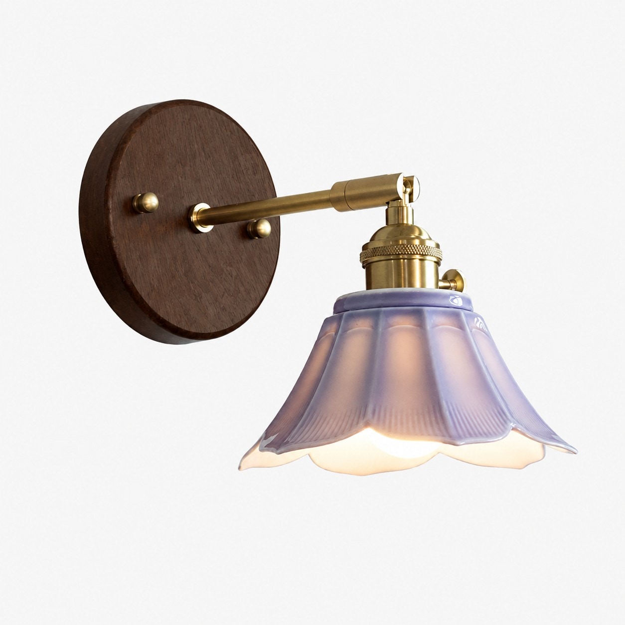 Misty Purple Walnut Wood Style B ceramic wall lamp