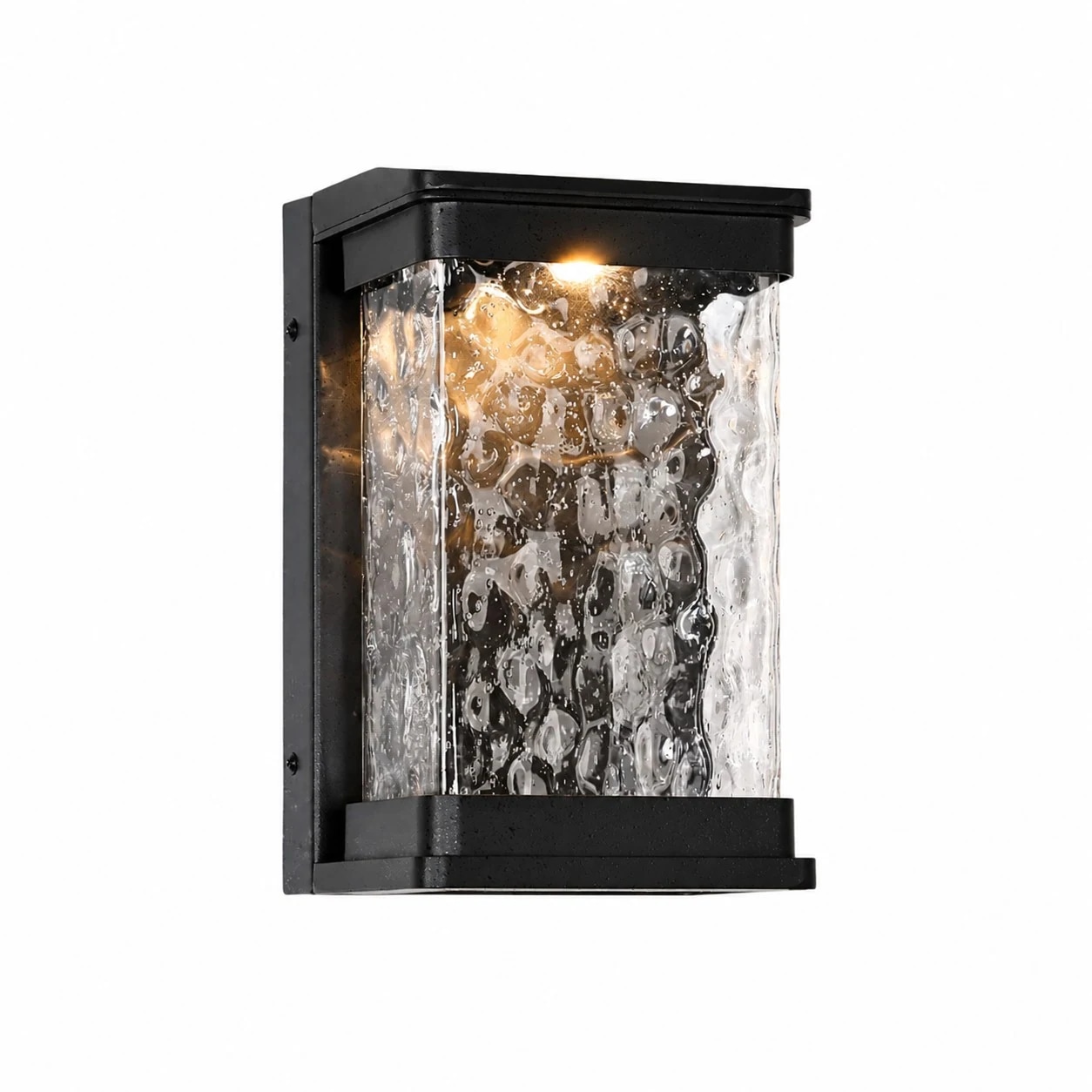 Rectangular lantern outdoor wall light with matte black finish