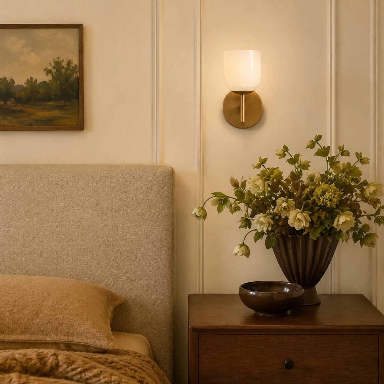 Marble wall sconce in a living room setting