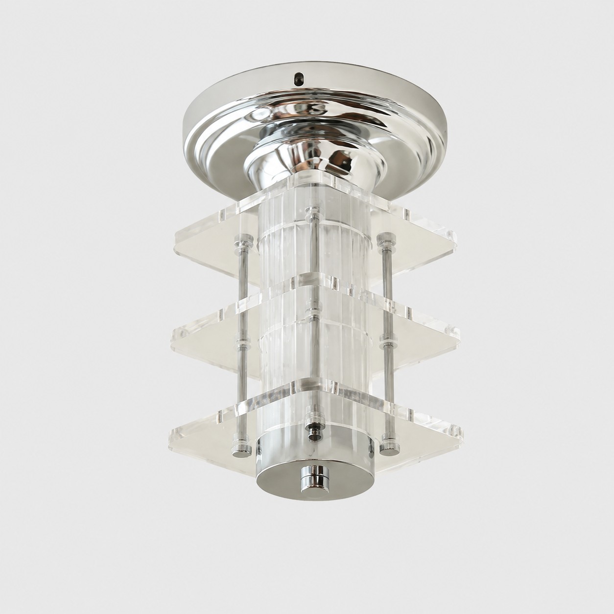 Square Clear acrylic Bauhaus ceiling lamp white background SKU image